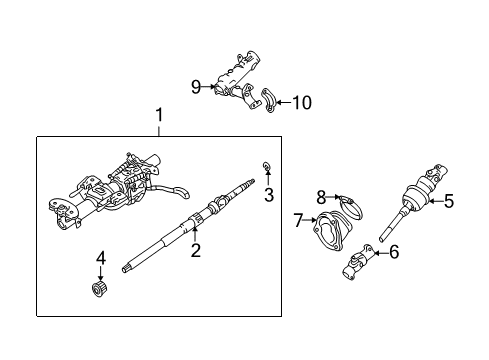 2002 Lexus IS300 Steering Column & Wheel, Steering Gear & Linkage Column Assy, Steering Diagram for 45250-53011