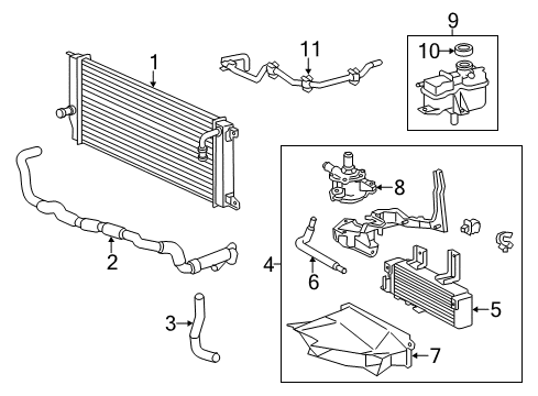 2011 Toyota Highlander Inverter Cooling Components Oil Cooler Assembly Diagram for G9030-48050