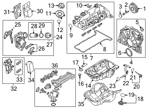 2015 BMW X3 Engine Parts, Mounts, Cylinder Head & Valves, Camshaft & Timing, Variable Valve Timing, Oil Pan, Oil Pump, Adapter Housing, Balance Shafts, Crankshaft & Bearings, Pistons, Rings & Bearings Gasket Set Diagram for 11428580680