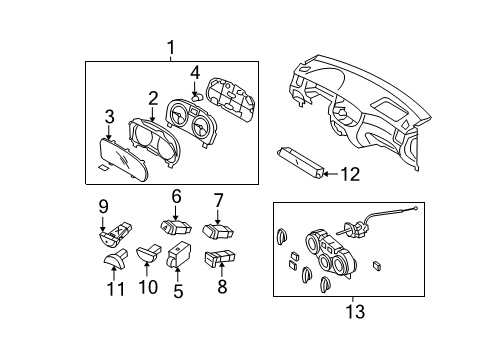 2007 Hyundai Accent Instruments & Gauges Cluster Assembly-Instrument(Mph) Diagram for 94001-1E181