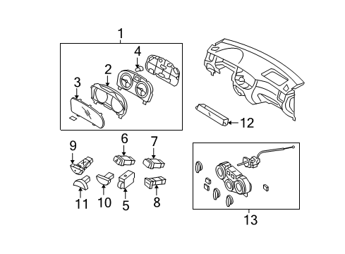 2006 Hyundai Accent Switches Cluster Assembly-Instrument(Mph) Diagram for 94001-1E200