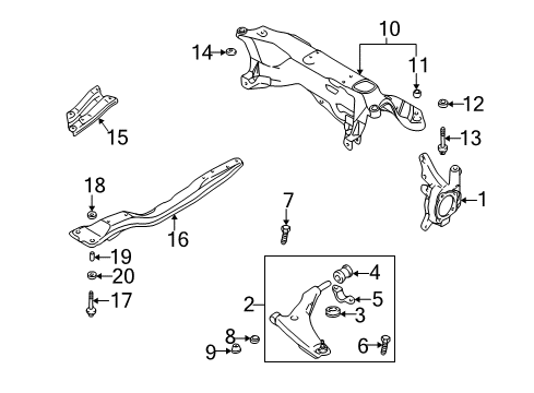 2003 Dodge Stratus Front Suspension, Lower Control Arm, Upper Control Arm, Stabilizer Bar, Suspension Components BUSHING-Control Arm Diagram for MR554381