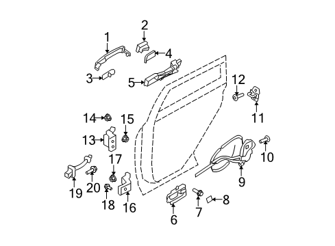 2014 Nissan Rogue Select Rear Door Hinge Assy-Rear Door, Upper RH Diagram for 82400-2Y90A