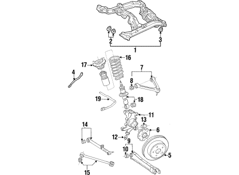 1992 Toyota Supra Brake Components Support Assy, Rear Suspension Diagram for 48750-14030