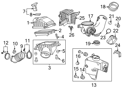 2011 Acura MDX Filters Tube, Air Flow Diagram for 17228-RYE-A10