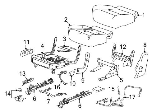 2022 Chevrolet Traverse Rear Seat Components Cushion Frame Diagram for 84646380