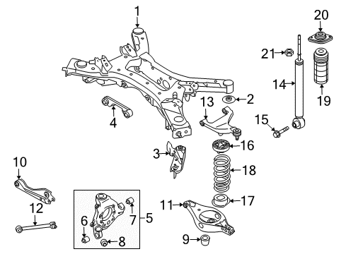 2016 Nissan Murano Rear Suspension, Lower Control Arm, Upper Control Arm, Stabilizer Bar, Suspension Components Bush Diagram for 55152-1AA0A