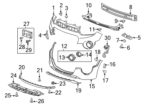 2022 Chevrolet Spark Bumper & Components - Front Trim Cover Bolt Diagram for 94520491