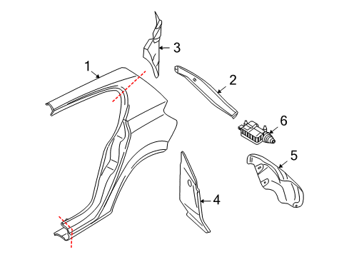 2008 Saturn Astra Quarter Panel & Components Liner, Rear Wheelhouse Panel Rear Diagram for 94711527