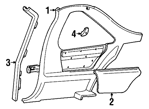 1989 Chevrolet Beretta Interior Trim - Quarter Panels Panel-Body Lock Pillar Front Trim Finish (R.H.) *Sapphire V/D Diagram for 10073728