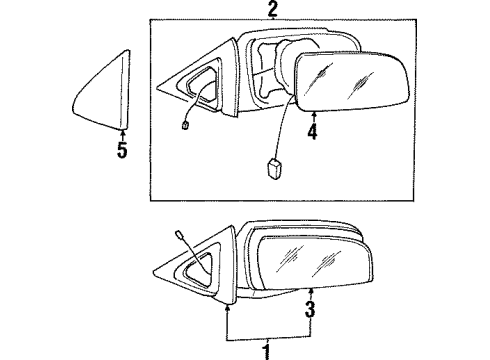 1998 Hyundai Sonata Outside Mirrors Mirror Assembly-Outside Rear View, RH Diagram for 87606-35810
