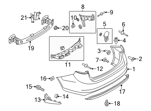 2013 Ford Fiesta Rear Bumper Stone Deflector Diagram for AE8Z-17808-A