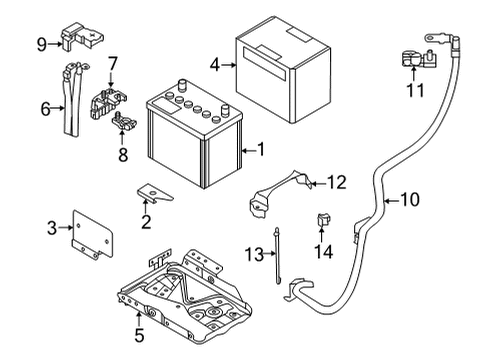 2020 Nissan Versa Battery Bracket Assembly-Battery Mounting Diagram for F4860-5VDMH