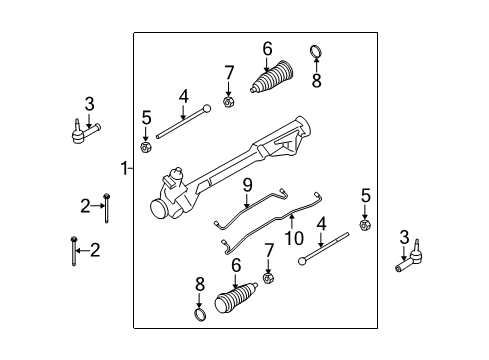 2009 Ford Flex P/S Pump & Hoses, Steering Gear & Linkage Gear Assembly Diagram for 8A8Z-3504-FRM