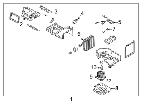 2005 Kia Sedona Air Conditioner Blower Unit Assembly Diagram for 1K52Y61140E