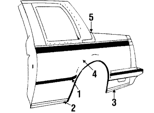 1985 Buick Century Exterior Trim - Quarter Panel Molding, White Diagram for 1154954