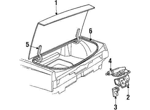 1986 Buick LeSabre Trunk Lid Trunk Lock Emblem & Escutcheon Diagram for 20462575