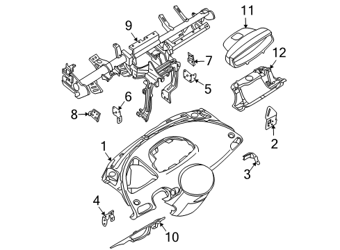 2006 Nissan Quest Cluster & Switches, Instrument Panel Stay Assy-Instrument, Assist Diagram for 68172-5Z000