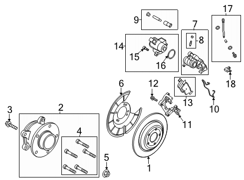 2020 Ford Escape Rear Brakes Caliper Diagram for JX6Z-2386-AG