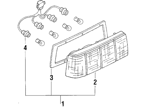 1984 Nissan Stanza Tail Lamps Lamp-Rear Combination Diagram for 26555-D1700