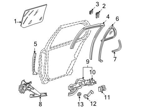 2002 Chevrolet Cavalier Front Door Rear Side Door Window Regulator Diagram for 16830444