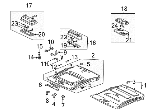 2003 Honda Civic Interior Trim - Roof Light Assembly, Map (Seagull Gray) Diagram for 34400-S5P-A01ZA