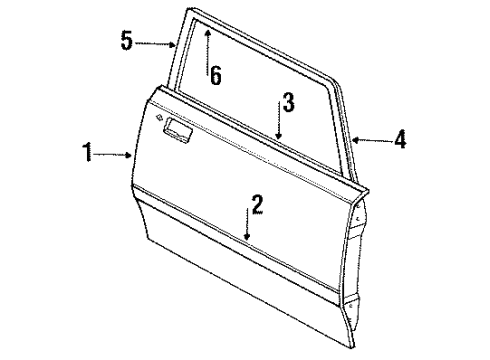 1985 Lincoln Continental Front Door & Components, Exterior Trim Frame Molding Diagram for EOVY5420555A