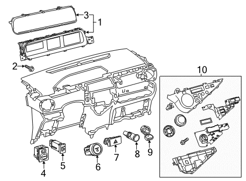 2013 Toyota Prius C Switches Cluster Assembly Diagram for 83800-5CF81