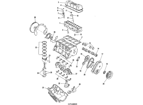 1986 Ford Taurus Engine & Trans Mounting Crankshaft Gear Diagram for E43Z6306A