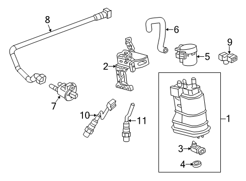 2014 Chevrolet Corvette Emission Components Vapor Canister Diagram for 22785596