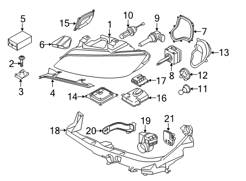 2012 BMW 335is Bulbs Left Headlight Diagram for 63117273215