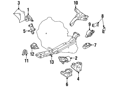 1990 Nissan Stanza Engine Mounting Engine Mounting Bracket, Rear Diagram for 11332-65E20