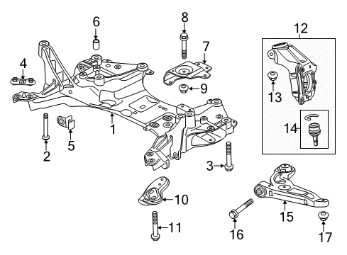 2017 Jeep Cherokee Front Suspension Components, Lower Control Arm, Stabilizer Bar Suspension Knuckle Front Right Diagram for 4877888AF