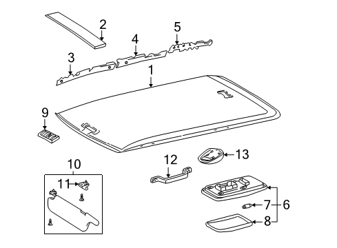 2005 Toyota RAV4 Interior Trim - Roof Sunvisor Diagram for 74320-42420-A0