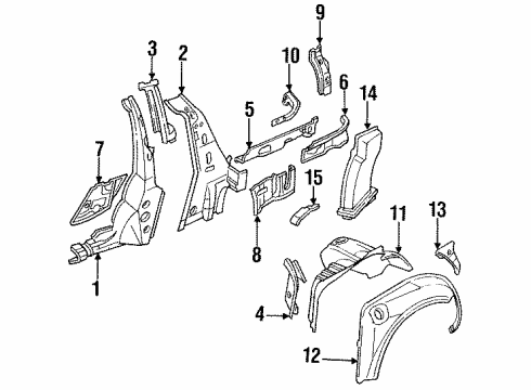 1995 Nissan 300ZX Inner Structure - Quarter Panel Wheel House-Rear, Inner RH Diagram for 76750-46P00