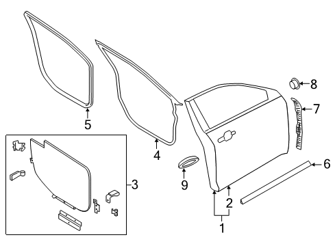2015 Ford Special Service Police Sedan Front Door Weatherstrip On Body Diagram for AG1Z-5420708-AA