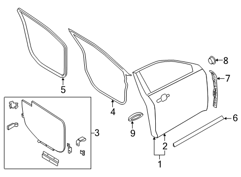 2019 Ford Police Interceptor Sedan Front Door Weatherstrip On Body Diagram for AG1Z-5420708-A