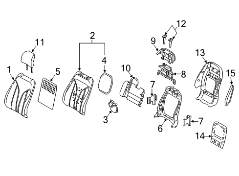 2018 Lincoln MKX Front Seat Components Seat Back Pad Diagram for FA1Z-58632A22-Q