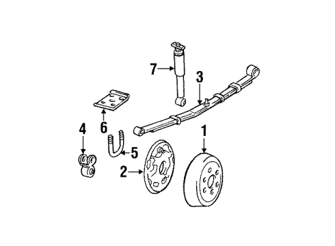 1995 Jeep Cherokee Rear Suspension Components, Stabilizer Bar Spring Diagram for 4886185AB