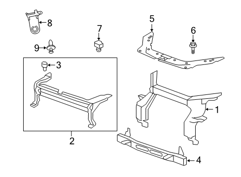 2009 Chevrolet Traverse Radiator Support Lower Tie Bar Diagram for 25796740