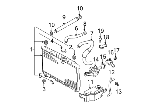 2004 Hyundai Santa Fe Radiator & Components Thermostat Assembly Diagram for 2550038001