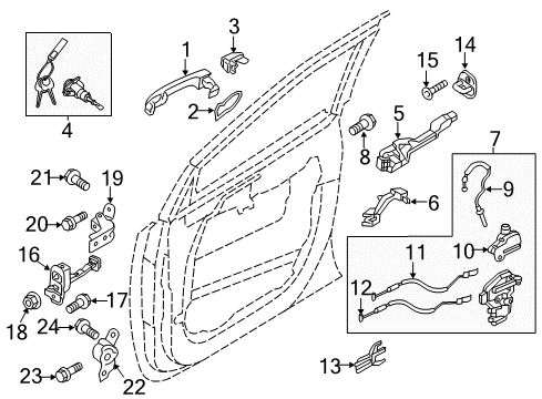 2015 Kia Sedona Front Door Cable Assembly-Front Door Outside Diagram for 81381A9000