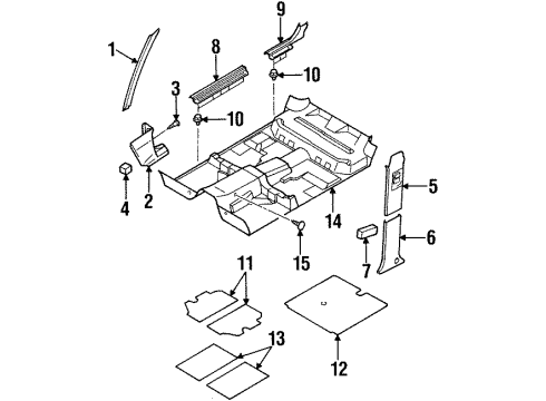 1999 Isuzu Rodeo Interior Trim - Pillars, Rocker & Floor Cover, L. FR. Pillar Trim Diagram for 8-97294-739-0