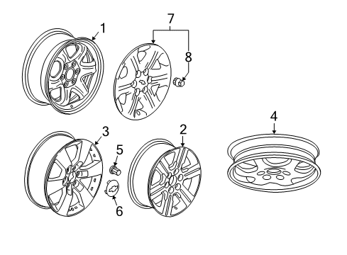 2010 Chevrolet Traverse Wheels, Covers & Trim Center Cap Diagram for 9598035