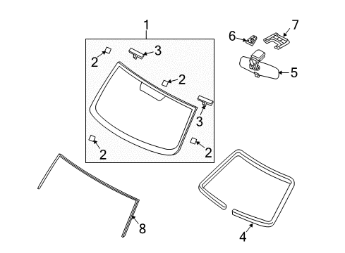 2009 Nissan Cube Windshield Glass, Reveal Moldings Base-Mirror ASY Diagram for 96327-WD200