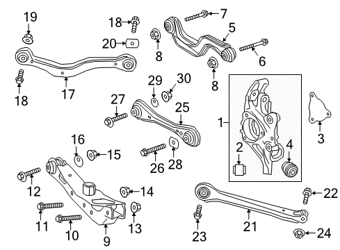 2020 Cadillac XT5 Rear Suspension, Lower Control Arm, Stabilizer Bar, Suspension Components Trailing Arm Diagram for 84339416