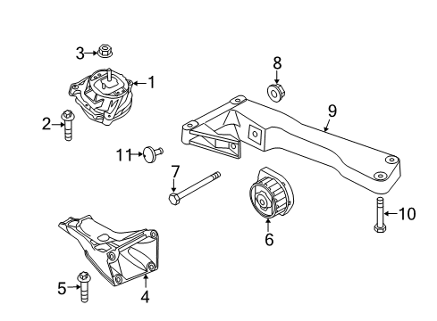 2013 BMW X1 Engine & Trans Mounting Engine Mount Bracket Right Diagram for 22116788358
