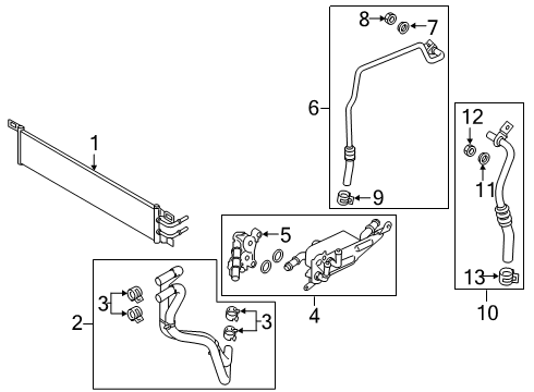 2021 Ford Escape Oil Cooler Auxiliary Cooler Diagram for JX6Z-7869-C