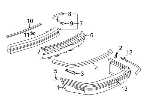 1999 Buick Park Avenue Rear Bumper Bumper Cover Diagram for 25651625