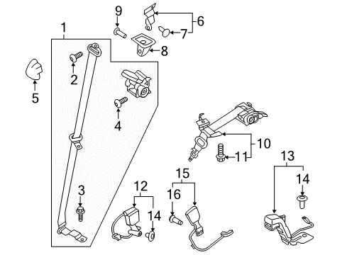 2019 Lincoln Navigator Seat Belt Mount Plate Screw Diagram for -W505274-S424